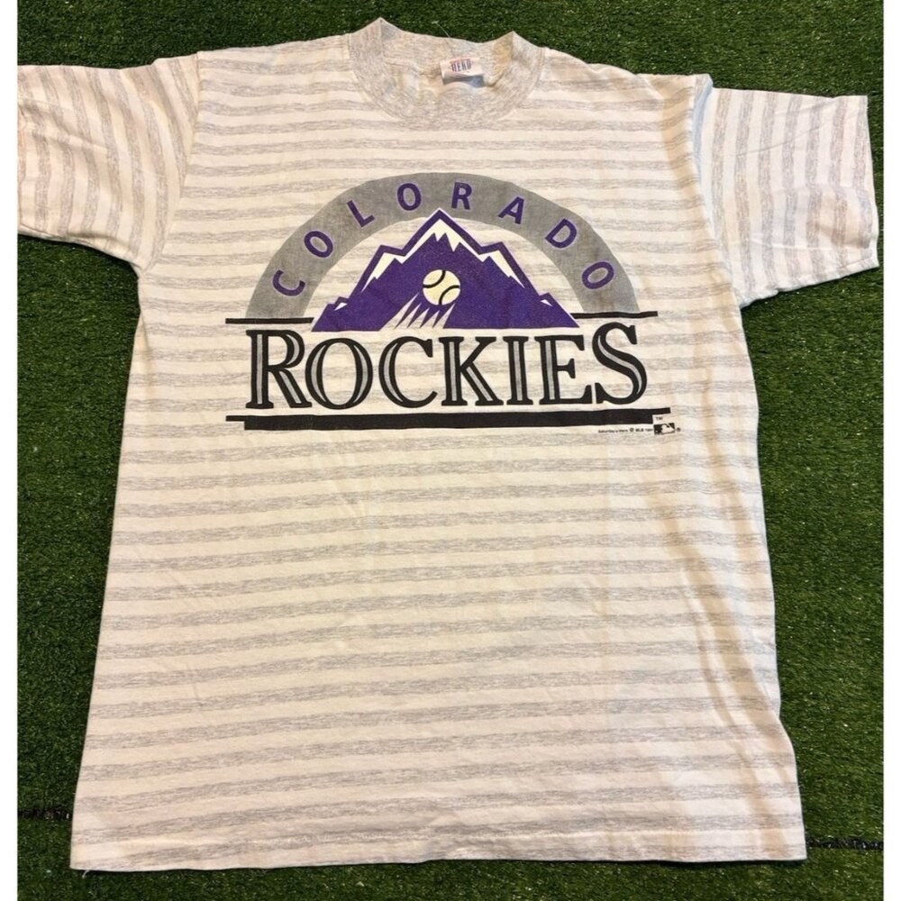Vintage Colorado Rockies shirt mens large gray white short sleeve baseball MLB
